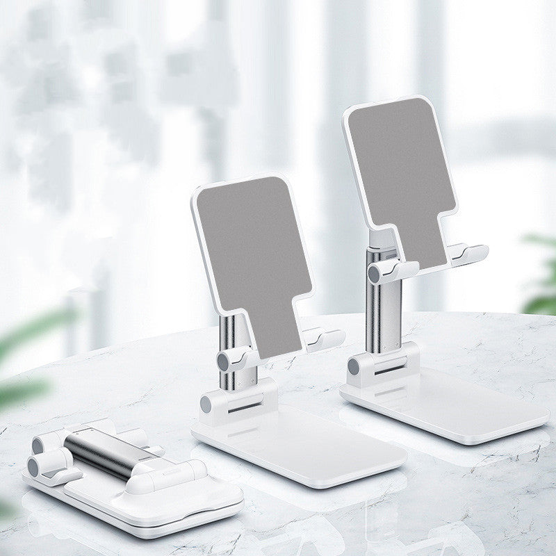 White dual phone desk stand with two angled cradles and wide base