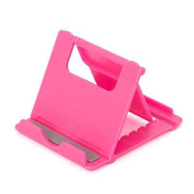 Rose red folding phone stand with angled cradle and grippy base