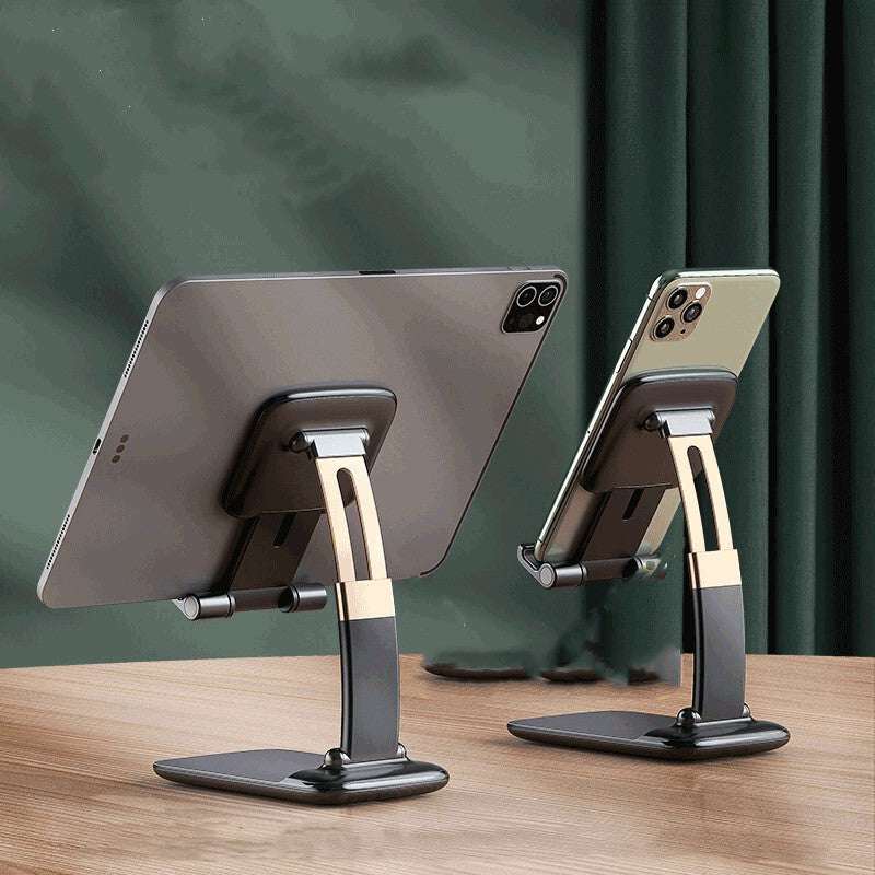 Desktop phone stand with dual device placement, black adjustable arms