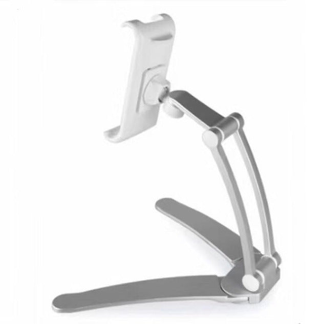Folding phone and tablet stand, white with adjustable cradle and base