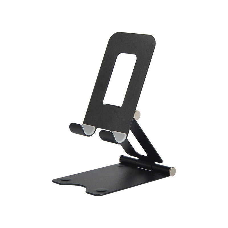 Black metal desktop phone and tablet stand with retractable support arms