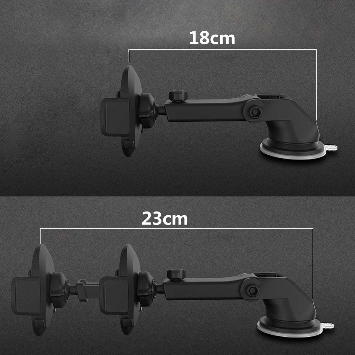 Black telescopic phone holder mount with suction base and long extendable arm