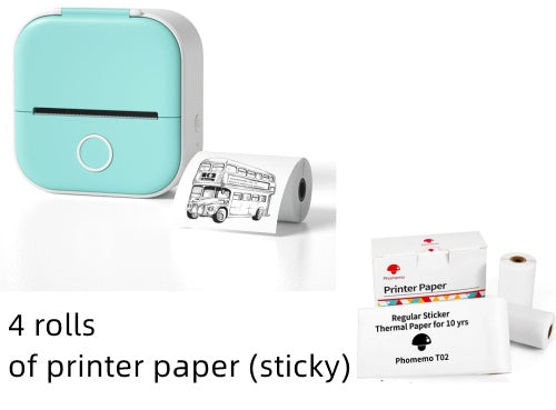 Mint portable mini thermal label printer with thermal paper roll; includes multiple rolls