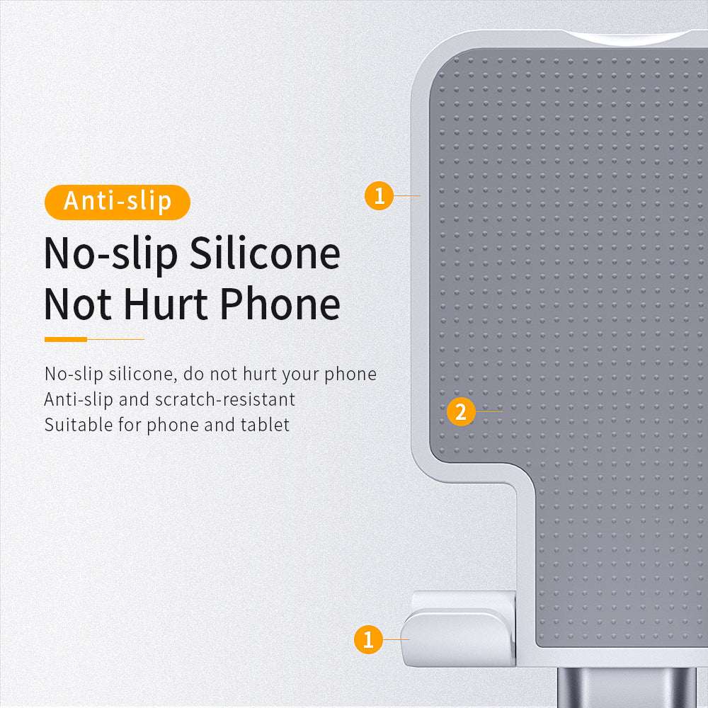 No-slip silicone phone and tablet stand base with dotted grip pad and support