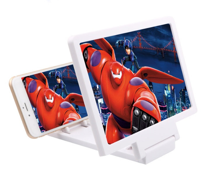Mobile phone screen stand with white holder, supports two smartphones in portrait