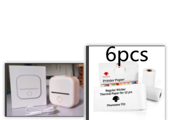 Portable mini thermal label printer with 6pcs thermal printer paper rolls