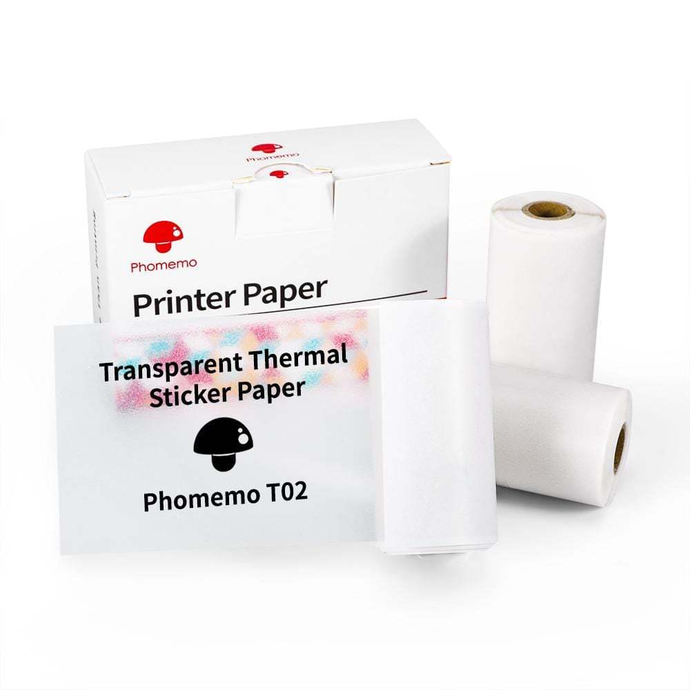 Transparent thermal sticker paper box with white roll for label printing
