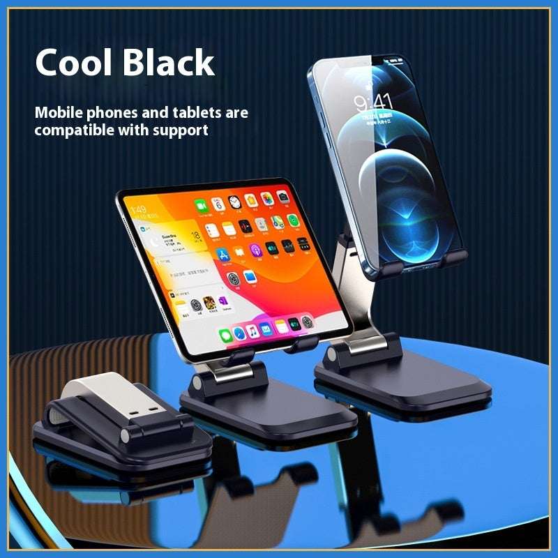 Cool black folding mobile desktop stand with adjustable tablet and phone holders