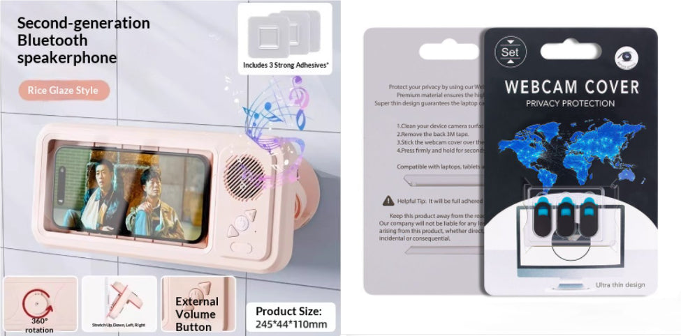Waterproof phone case with speaker grille and clear touchscreen window, light pink frame.