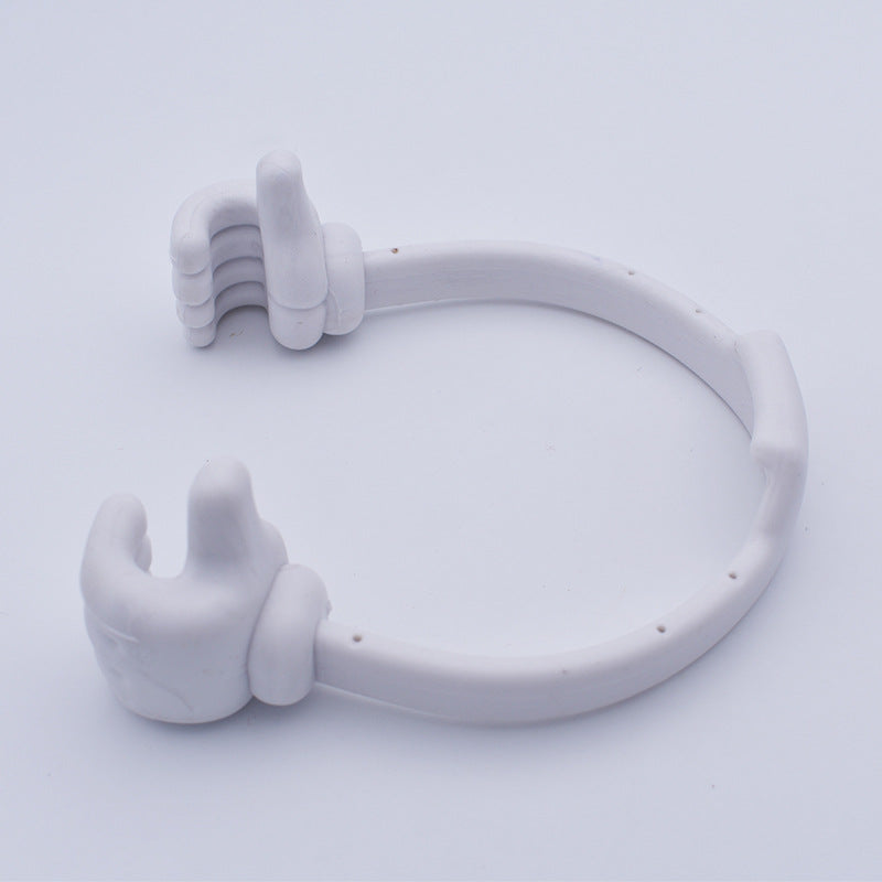 White thumb phone and tablet stand with two finger-grip supports along the loop.