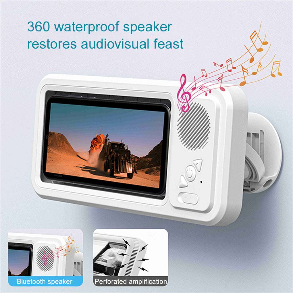 Wall-mounted waterproof phone box with speaker and touch-screen window, white