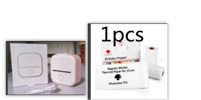 Portable mini thermal label printer with 1pcs thermal printer paper roll