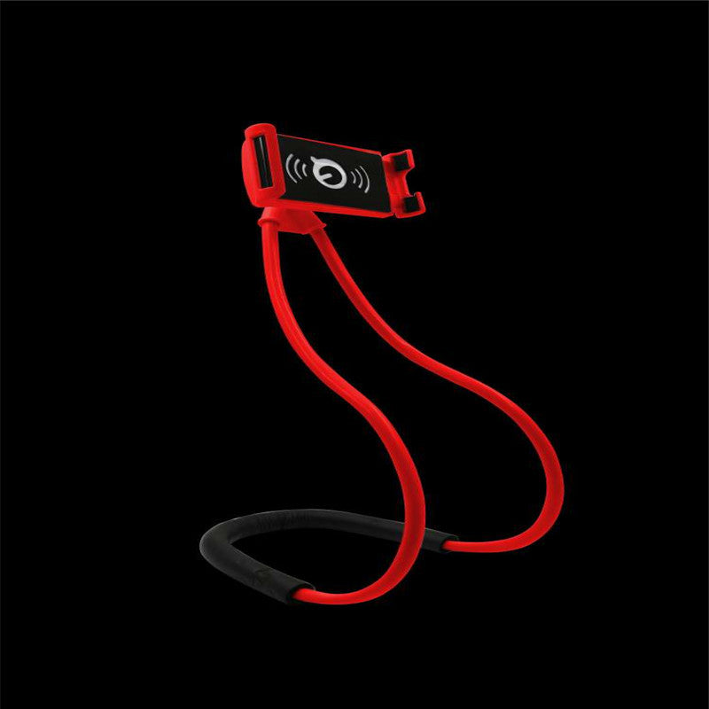 Red flexible phone neck stand with wireless signal icon on the phone holder