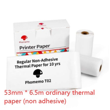 Thermal label printer paper rolls, regular non-adhesive 53mm x 6.5m