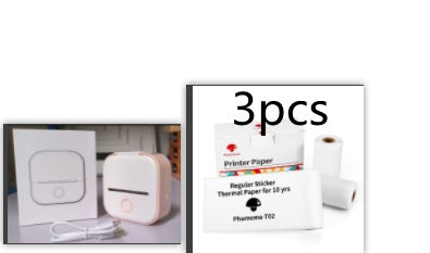 Portable mini thermal label printer with 3pcs thermal printer paper rolls