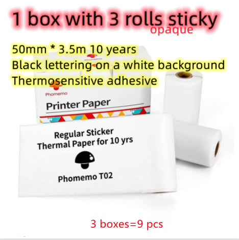 Thermal sticker rolls and printer paper pack for mini label printer