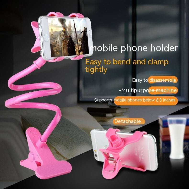 Adjustable phone holder clamp stand for desk, pink, supports phones under 6.3 in