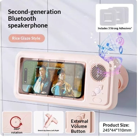 Waterproof phone box Bluetooth speaker holder with front speaker grille and phone screen window