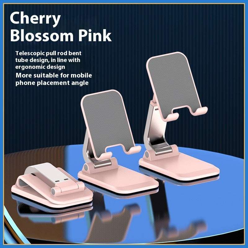 Cherry blossom pink folding mobile desktop stand with two phone cradles on base