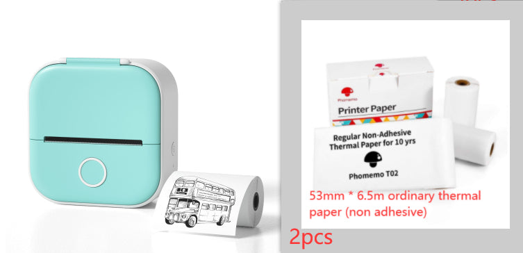 Mint portable mini thermal label printer with thermal paper roll and boxed printer paper, 2 pcs