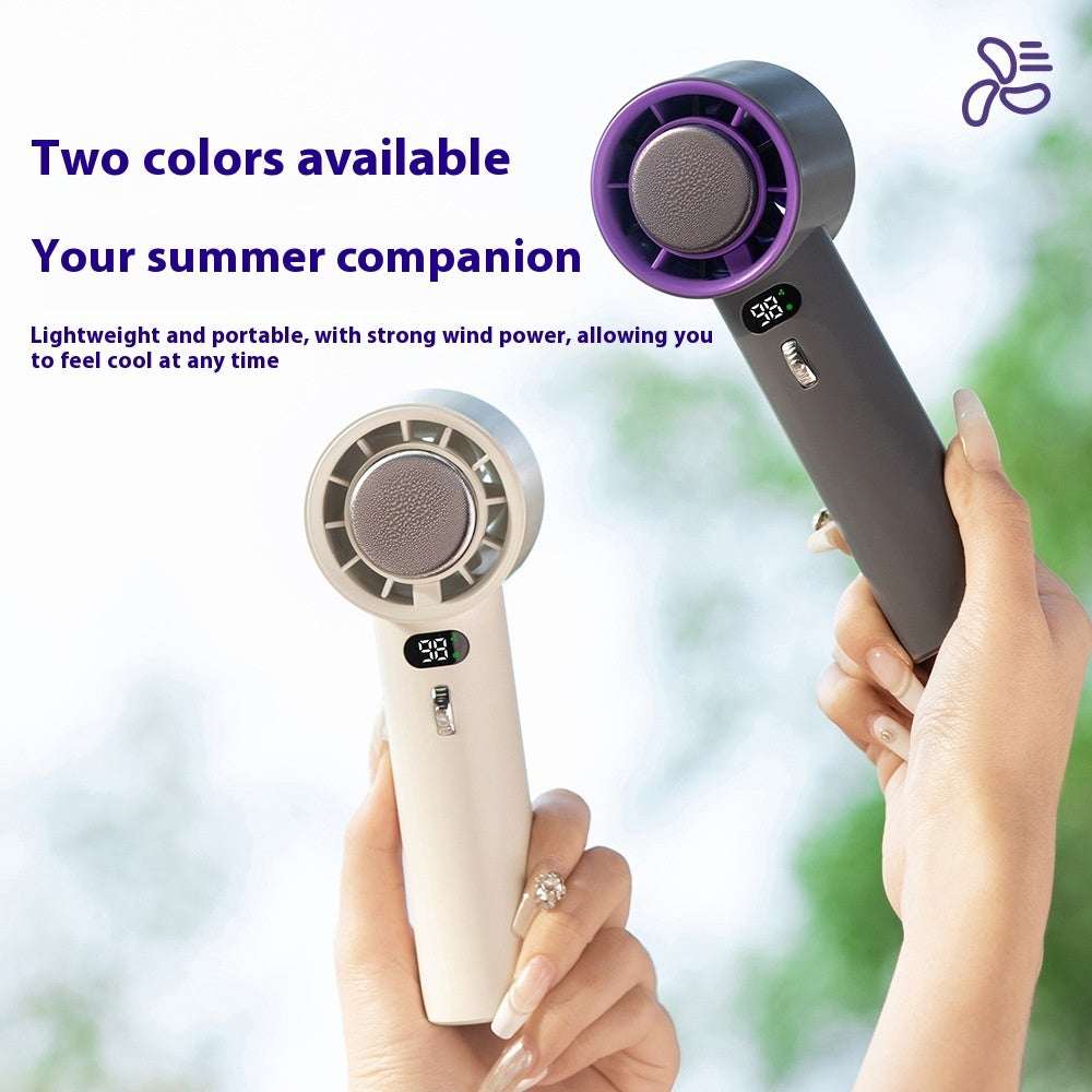 Portable turbo cooling fan set, dark and light models with purple-ring grille