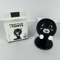 Black bear cartoon phone stand with fold-out base and paw grips