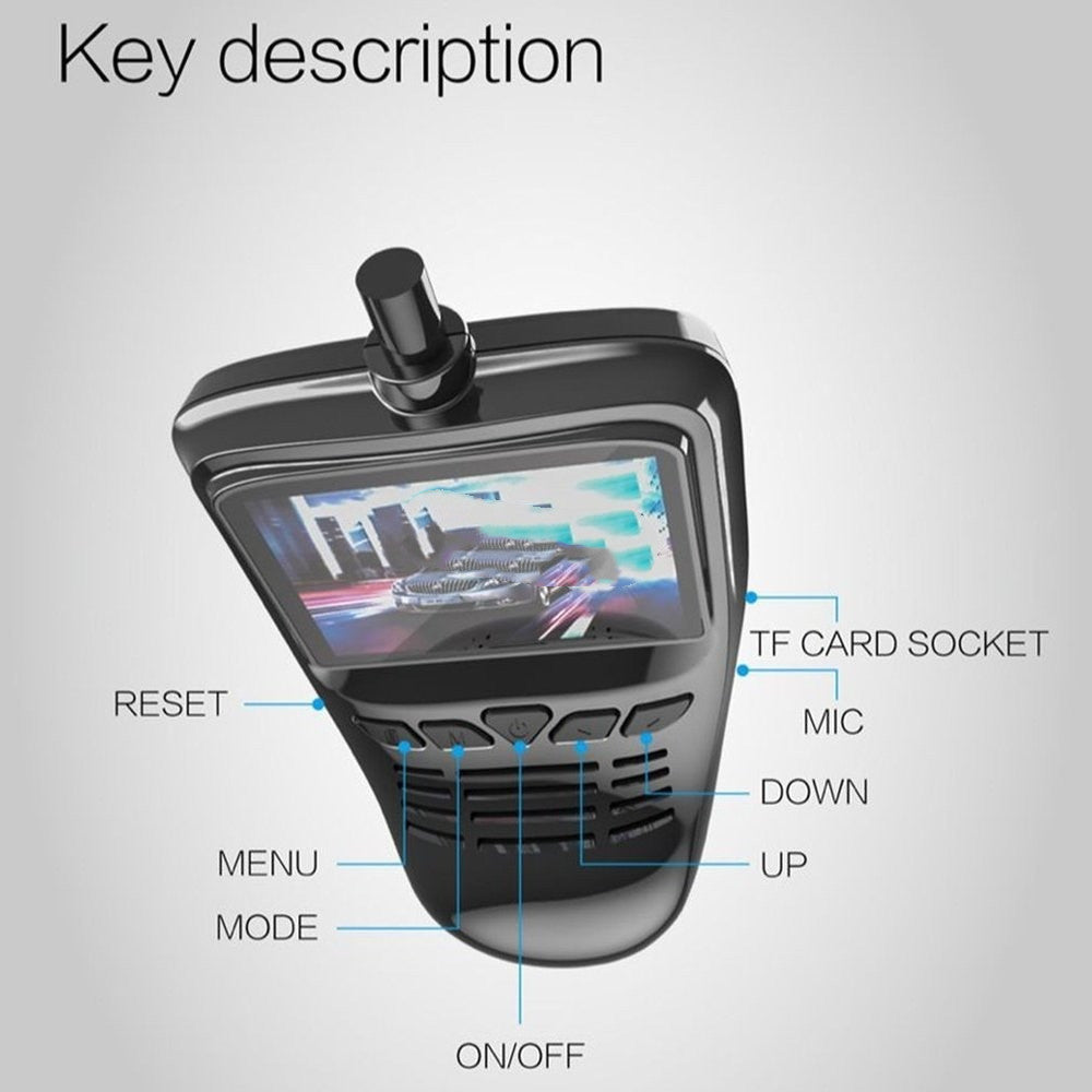 WiFi dash cam with 165-degree wide-angle lens