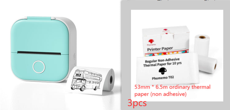 Mint portable mini thermal label printer with thermal paper roll and boxed printer paper, 3 pcs