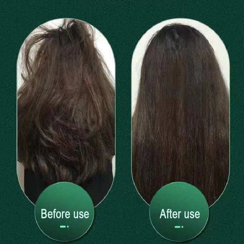 Hair styling results before and after using a heated hot comb